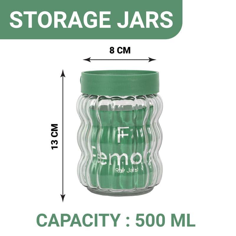 Jar - Green Bubbly Glee Storage Jar (1000 ML) - Set Of Four