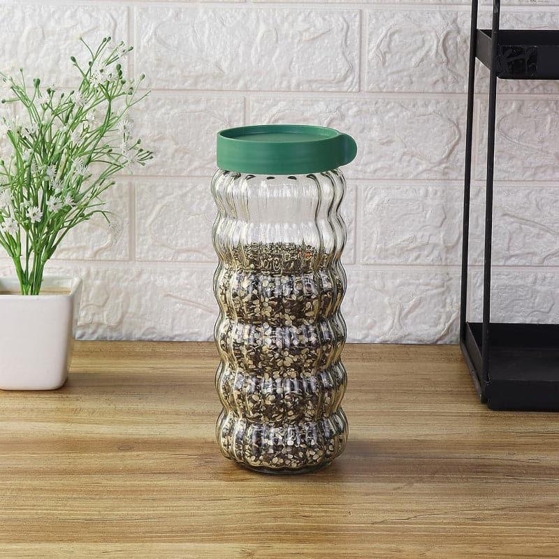 Jar - Green Bubbly Stack Storage Jar (500 ML) - Set Of Four