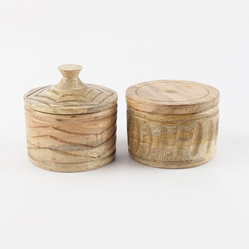 Jar - Norba Wooden Jar (100 ML) - Set Of Two