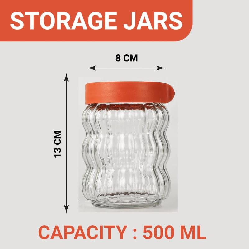 Jar - Red Bubbly Glee Storage Jar (1250 ML) - Set Of Four