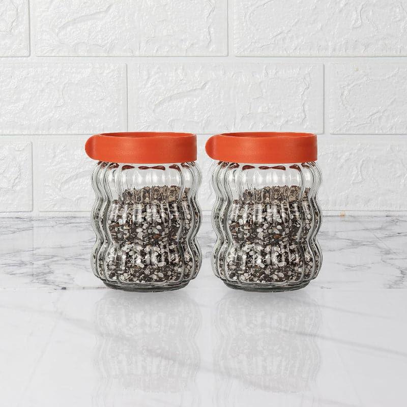 Jar - Red Bubbly Glee Storage Jar (500 ML) - Set Of Two