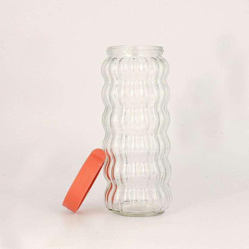 Jar - Red Bubbly Stack Storage Jar (1000 ML) - Set Of Two