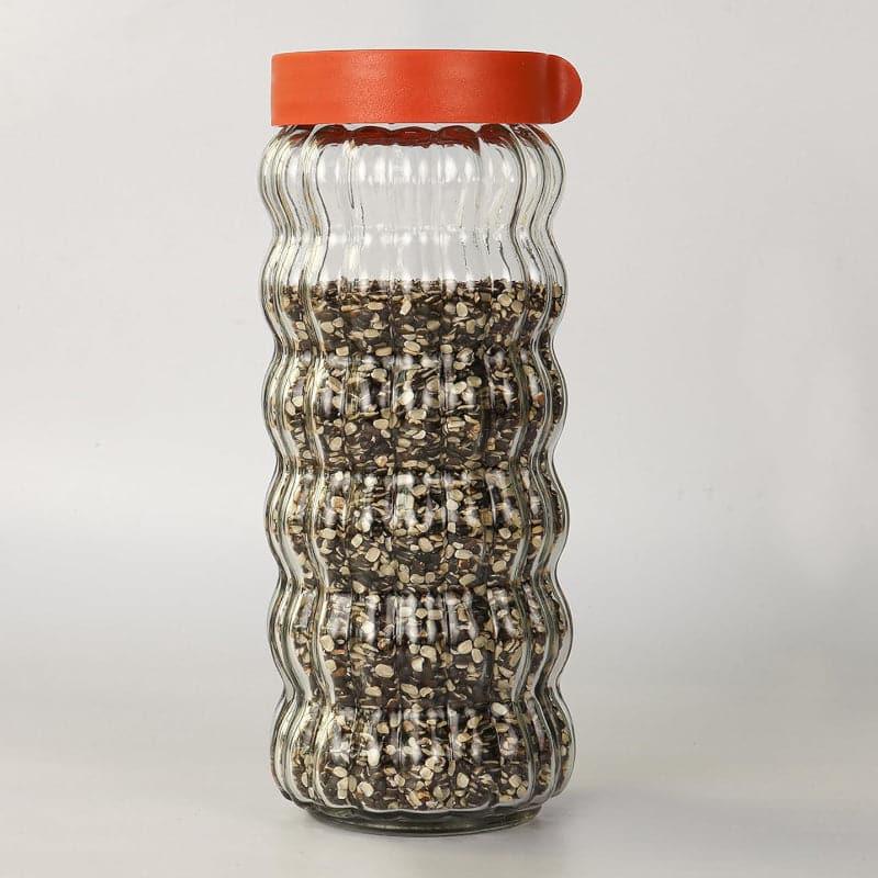 Jar - Red Bubbly Stack Storage Jar (1000 ML) - Set Of Two