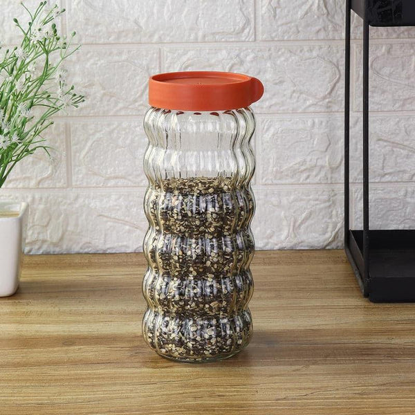 Jar - Red Bubbly Stack Storage Jar (500 ML) - Set Of Four