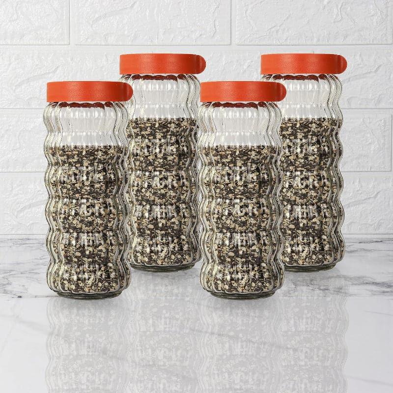 Jar - Red Bubbly Stack Storage Jar (500 ML) - Set Of Four