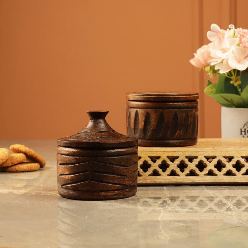 Jar - Saori Wooden Jar (100 ML) - Set Of Two