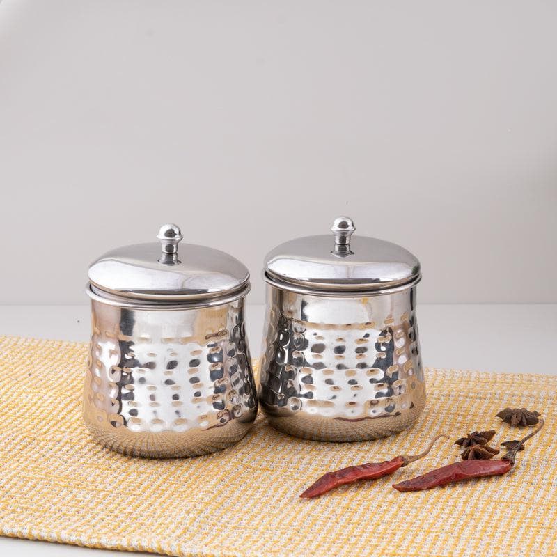 Jar - Vintage Charm Hammered Canister (300 ML) - Set Of Two