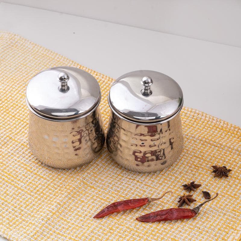 Jar - Vintage Charm Hammered Canister (300 ML) - Set Of Two