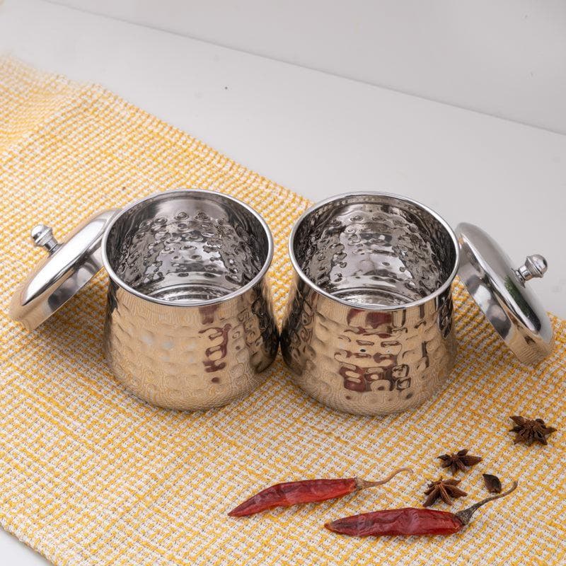 Jar - Vintage Charm Hammered Canister (300 ML) - Set Of Two