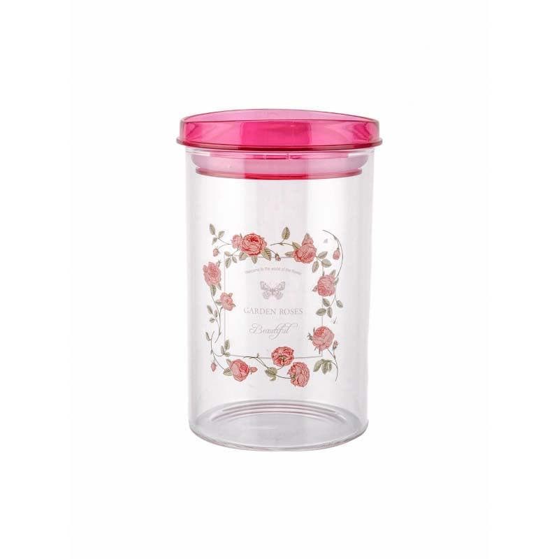 Jar - Montana Floral Printed Glass Jar (1000 ML) - Set Of Three