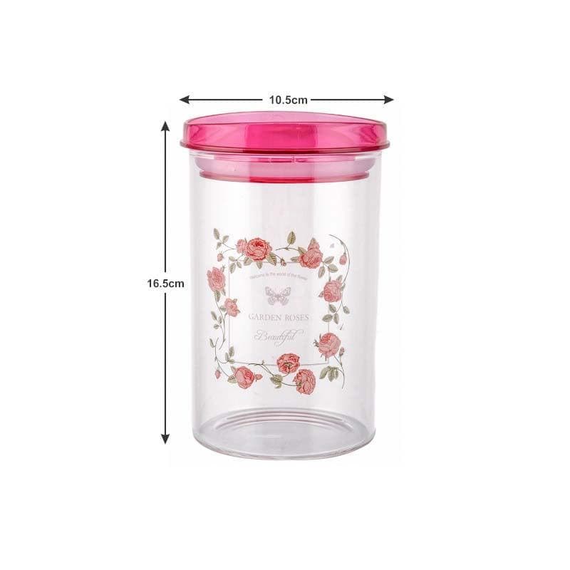 Jar - Montana Floral Printed Glass Jar (1000 ML) - Set Of Three