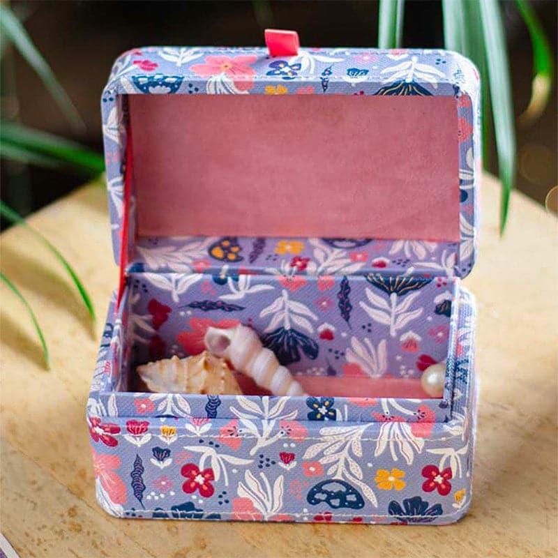 Buy Pearlised Paper Leather Mini Storage box- Blue Meadow Jewelbox from Vaaree