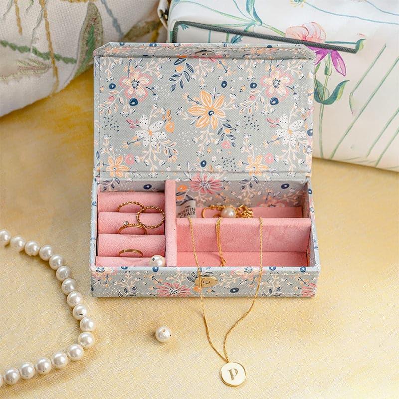 Buy Pearlised Paper Leather Jewellery Organizer - Garden Fog Jewelbox from Vaaree