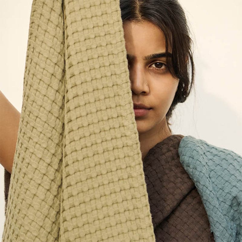 Buy Beehive Bamboo Bath Towel - Moss Green Bath Towels from Vaaree