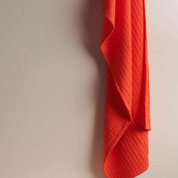 Bath Towels - Alyssa Textured Waffle Bath Towel - Orange