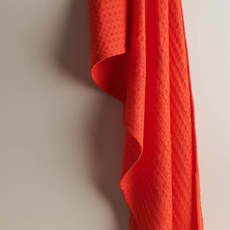 Bath Towels - Alyssa Textured Waffle Bath Towel - Orange