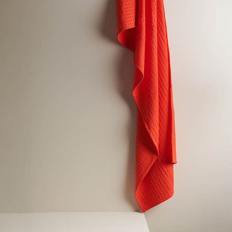 Bath Towels - Alyssa Textured Waffle Bath Towel - Orange