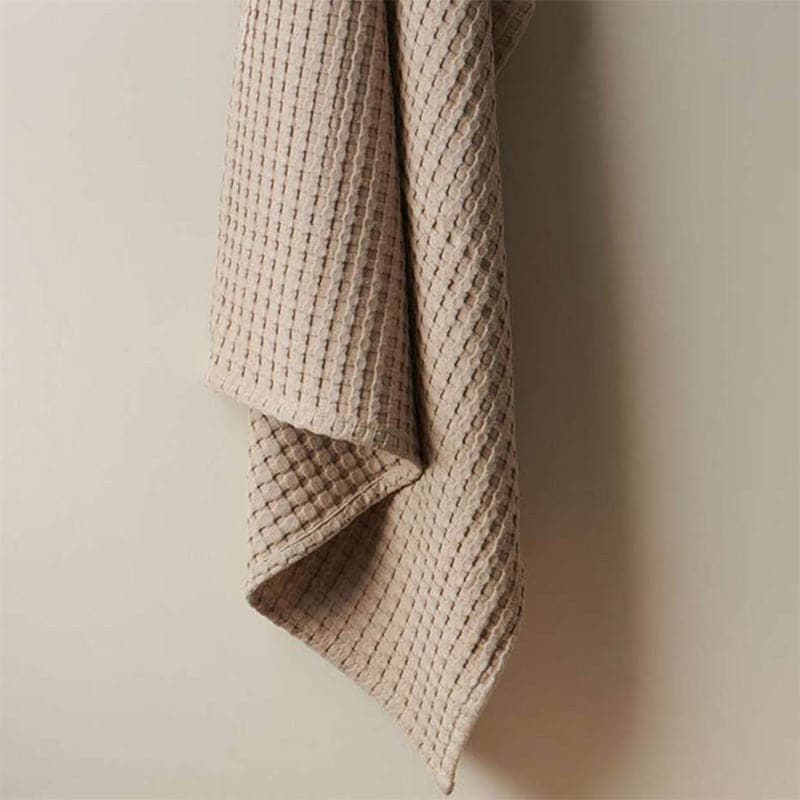 Bath Towels - Beehive Bamboo Textured Waffle Bath Towel - Beige