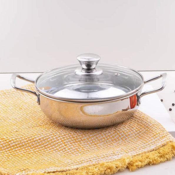 Buy Elara Induction Safe Kadhai With Lid - 2000 ML / 8 Inches Kadhai from Vaaree