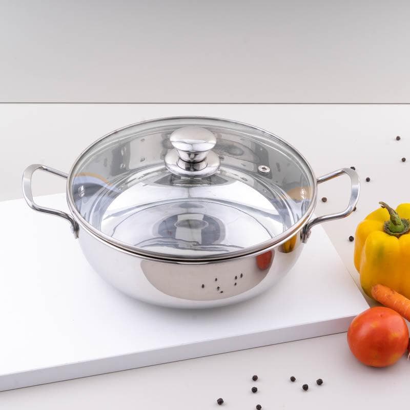 Buy Elara Induction Safe Kadhai With Lid - 2500 ML / 9 Inches Kadhai from Vaaree