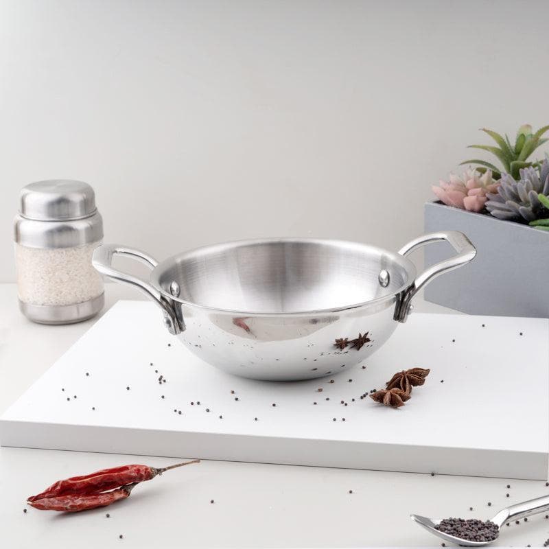 Buy Mizutaki Stainless Steel Kadai 1400 ML / 8 Inches Kadhai from Vaaree