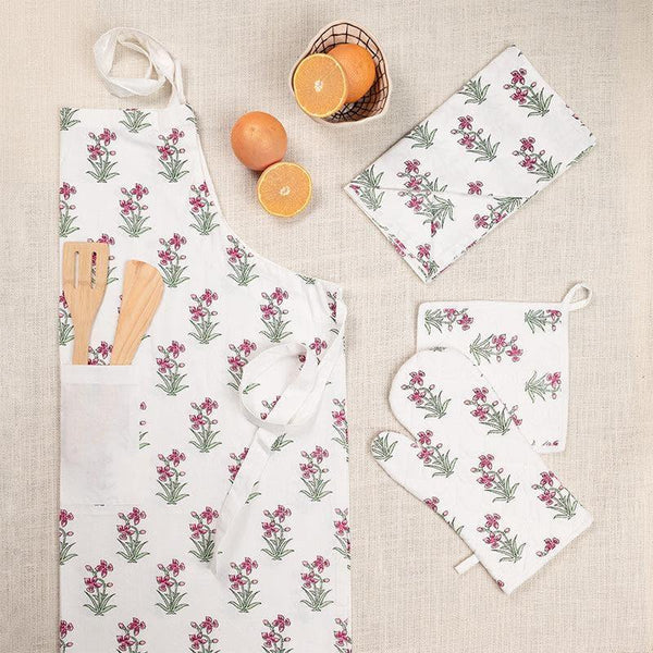 Kitchen Set - Ethnic Floral Kitchen Linen Set - Pink