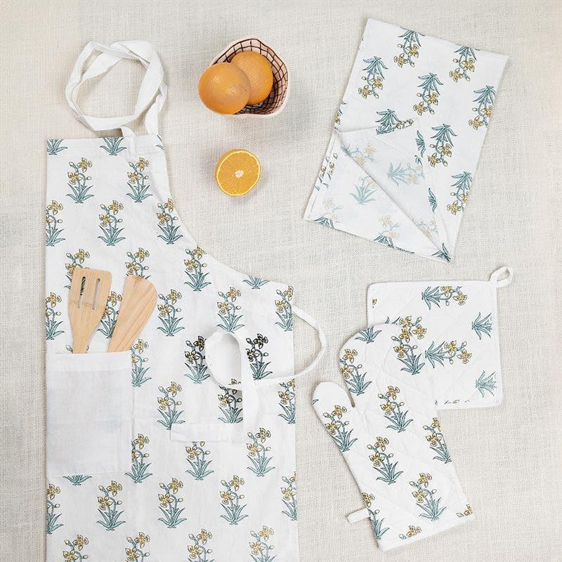 Kitchen Set - Ethnic Floral Kitchen Linen Set - Yellow