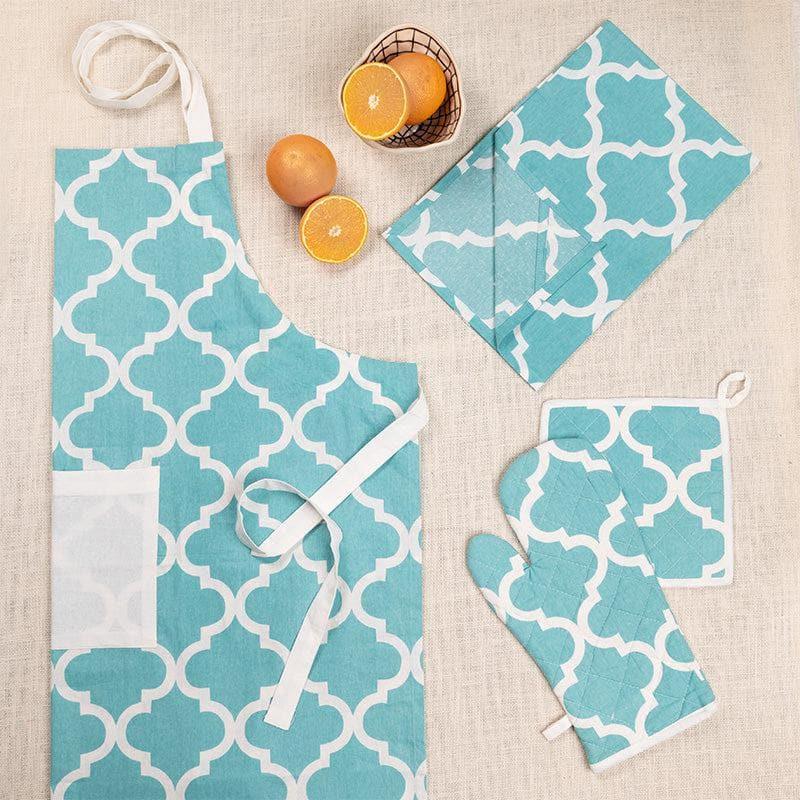 Buy Reva Kitchen Linen Set - Aqua Kitchen Linen Set from Vaaree