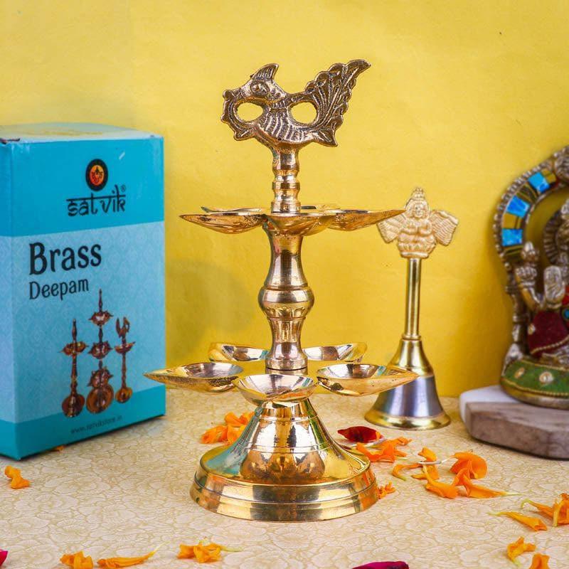 Buy Peacock Ritualistic Brass Lamp - Small Lamps from Vaaree