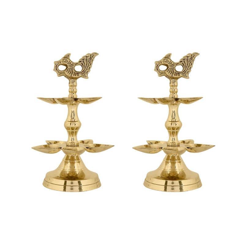 Buy Peacock Ritualistic Brass Lamp - Small Lamps from Vaaree