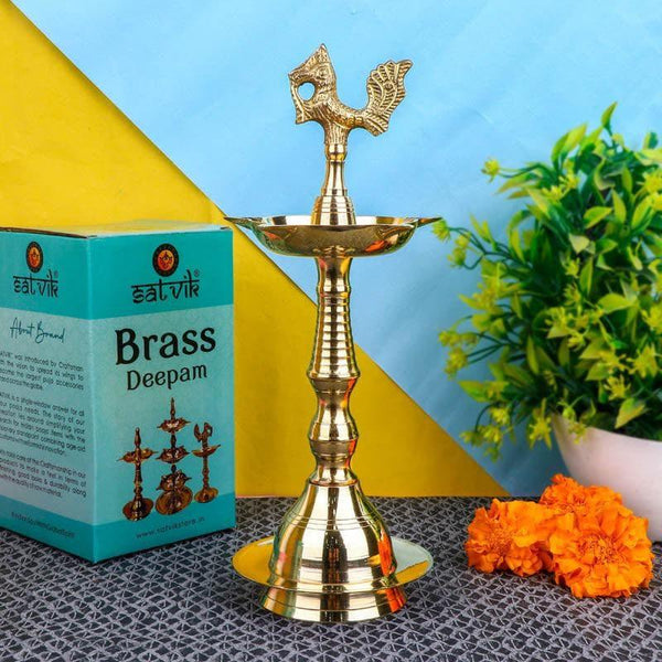 Lamps - Vibhava Peacock Brass Lamp