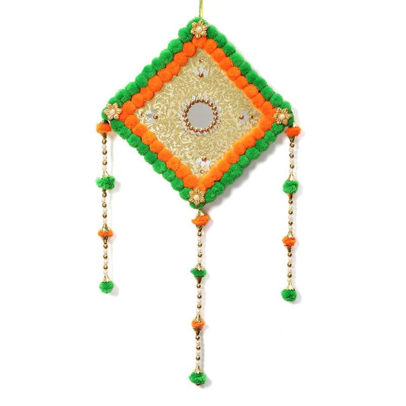 Buy Lozenge Festive Latkan - Orange & Green Latkans from Vaaree