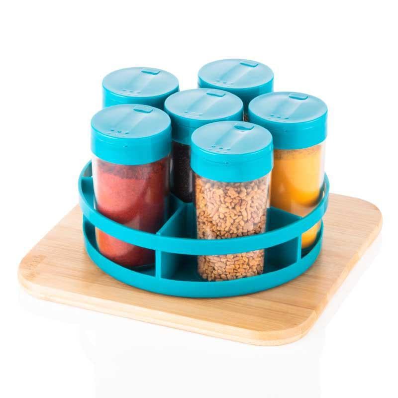 Buy Blue Curvy Spice Box (80 ML Each) - Set Of Six Masala Box from Vaaree