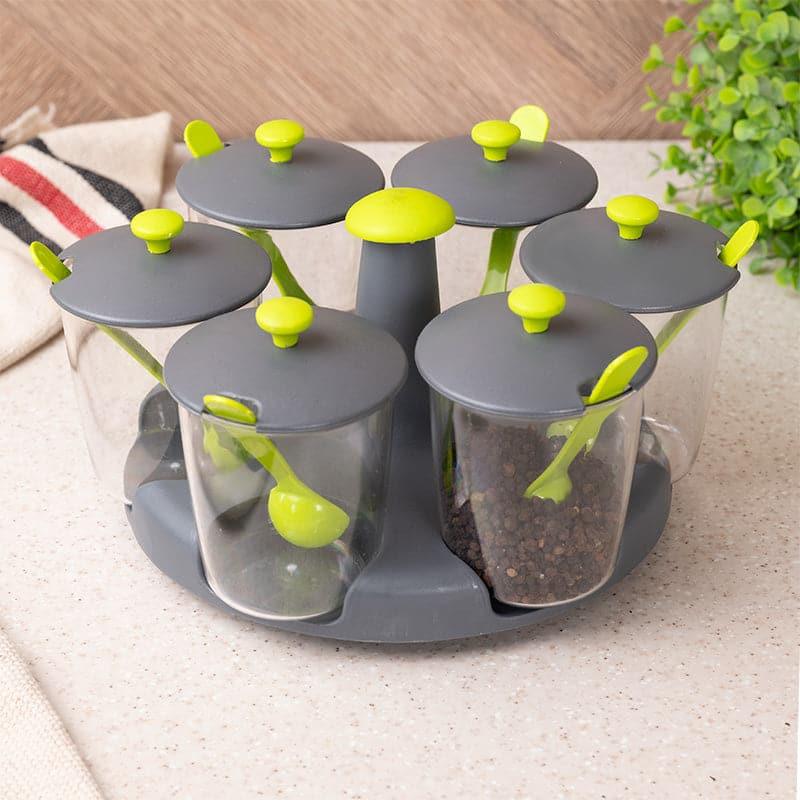 Buy Masala Box - Jini Green Masala Jar With Spoon (300 ML) - Set Of Seven at Vaaree online
