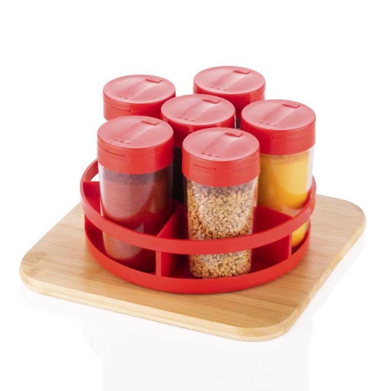 Buy Red Curvy Spice Box (80 ML Each) - Set Of Six Masala Box from Vaaree