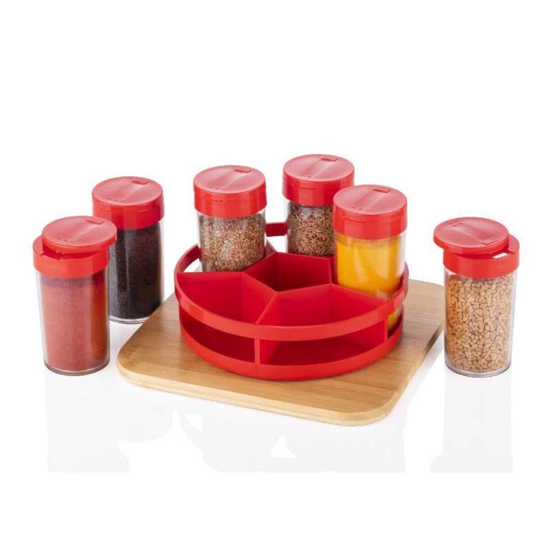 Buy Red Curvy Spice Box (80 ML Each) - Set Of Six Masala Box from Vaaree