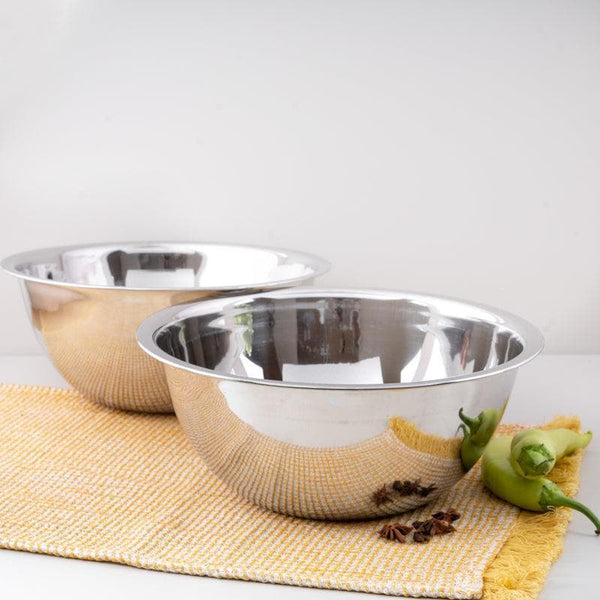 Buy Mixing Bowl - Circular Steel Mixing Bowl (2200 ML) - Set Of Two at Vaaree online