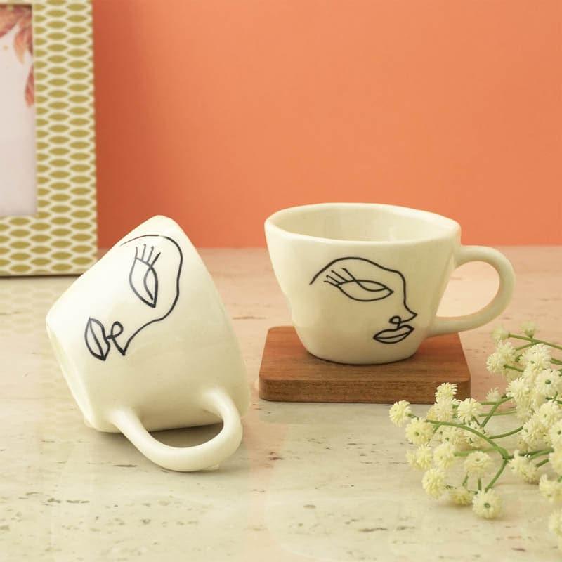 Buy Abstract Face Mug - Set Of Two Mug & Tea Cup from Vaaree