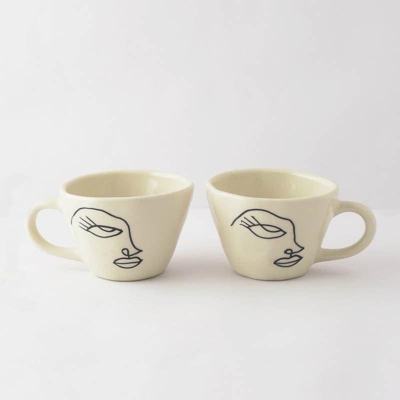 Buy Abstract Face Mug - Set Of Two Mug & Tea Cup from Vaaree