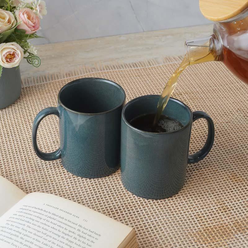 Buy Akoosh Dark Green Mug (400 ML) - Set Of Two Mug & Tea Cup from Vaaree