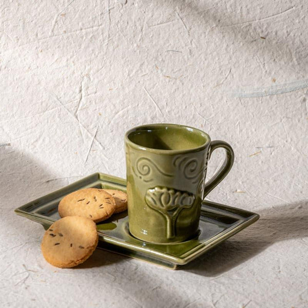 Buy Mug & Tea Cup - Arora Serveware Combo (Olive) - Four Piece Set at Vaaree online