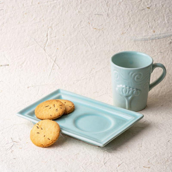 Mug & Tea Cup - Arora Serveware Combo (Sky Blue) - Four Piece Set