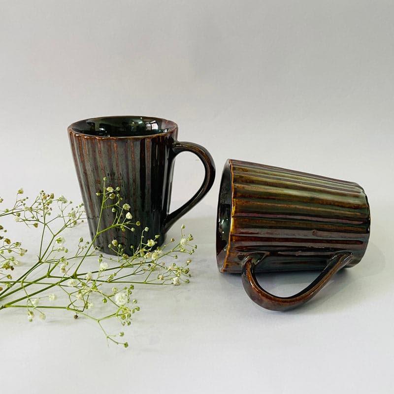 Mug & Tea Cup - Asto Brown Ceramic Mug (300 ML) - Set Of Two