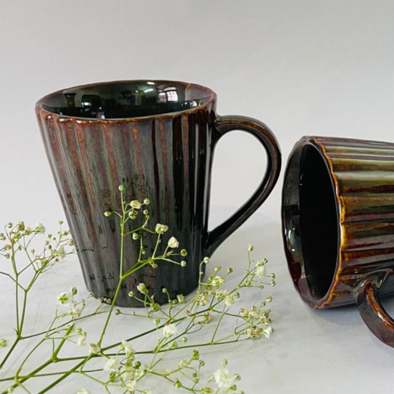 Mug & Tea Cup - Asto Brown Ceramic Mug (300 ML) - Set Of Two