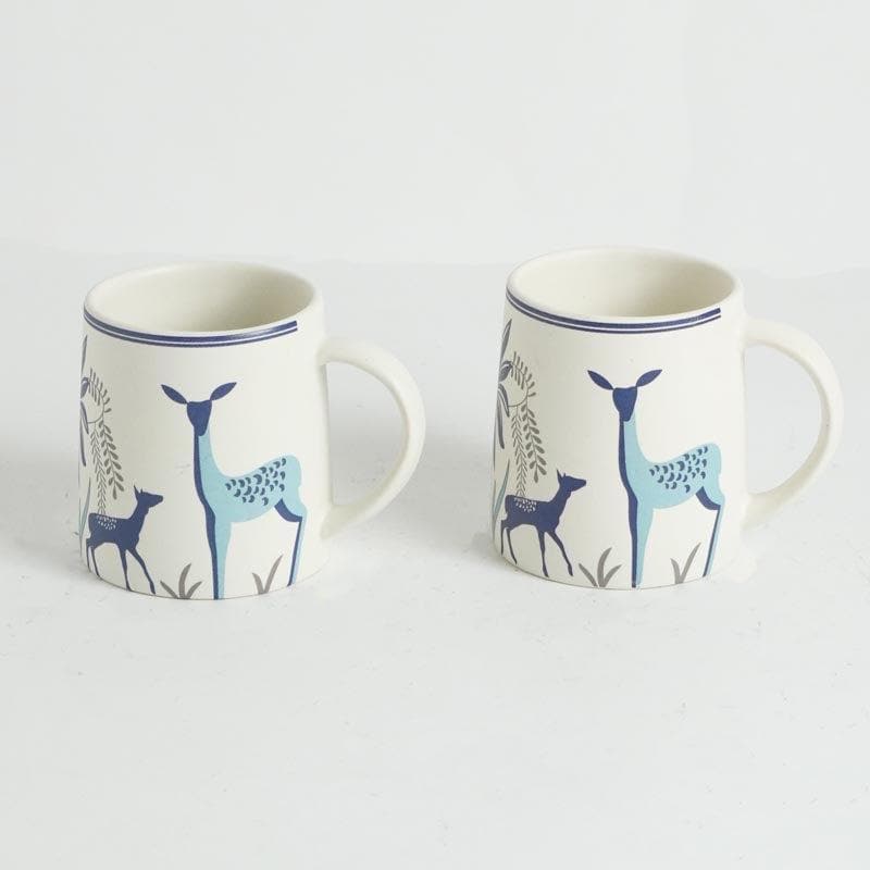 Buy Botanica Bush Ceramic Mug (Blue) - Set Of Two Mug & Tea Cup from Vaaree