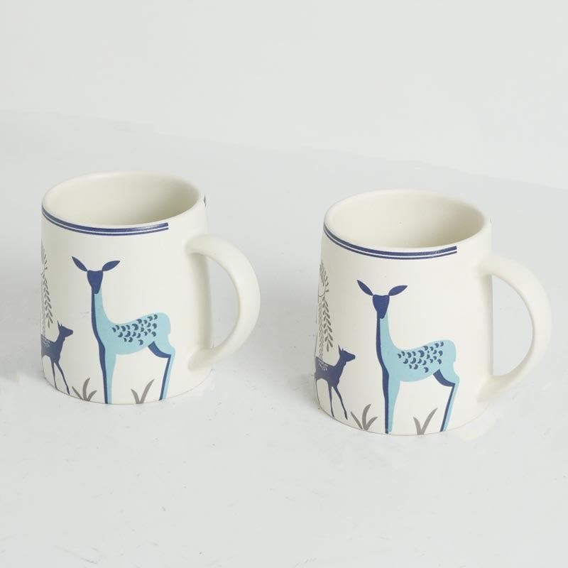 Buy Botanica Bush Ceramic Mug (Blue) - Set Of Two Mug & Tea Cup from Vaaree