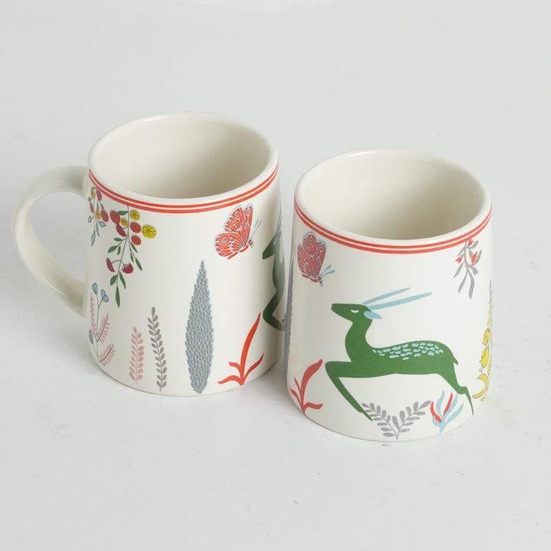 Buy Botanica Bush Ceramic Mug (Green) - Set Of Two Mug & Tea Cup from Vaaree