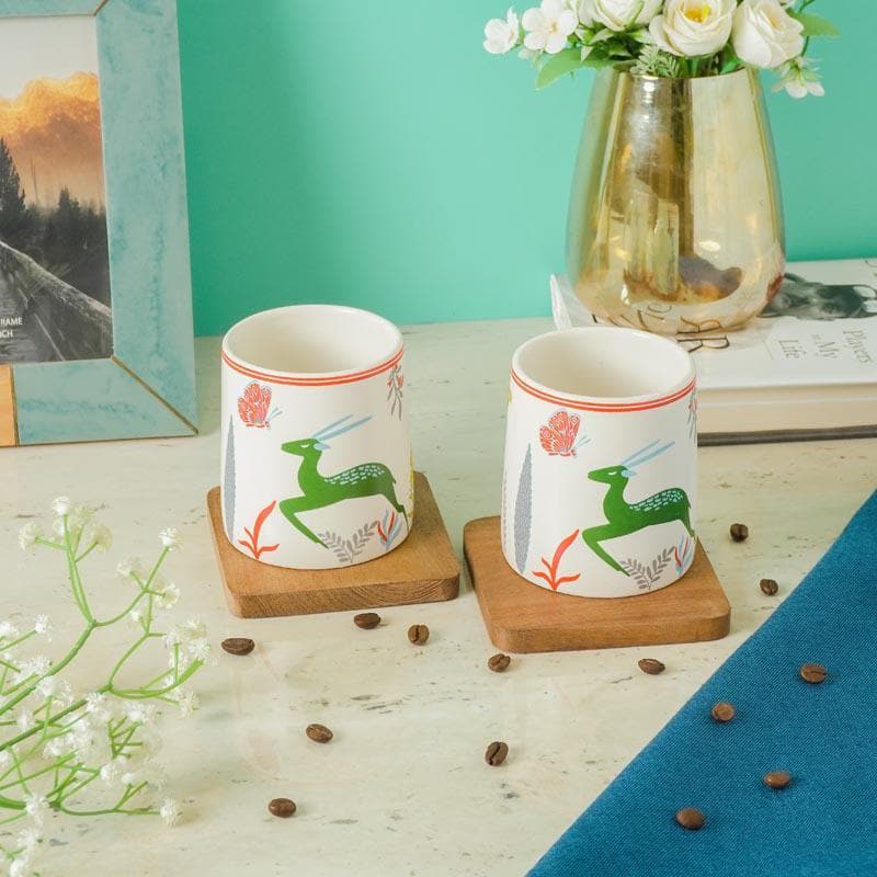 Buy Botanica Bush Ceramic Mug (Green) - Set Of Two Mug & Tea Cup from Vaaree