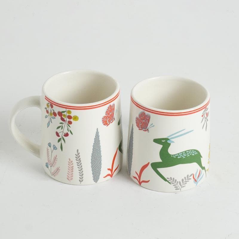 Buy Botanica Bush Ceramic Mug (Green) - Set Of Two Mug & Tea Cup from Vaaree