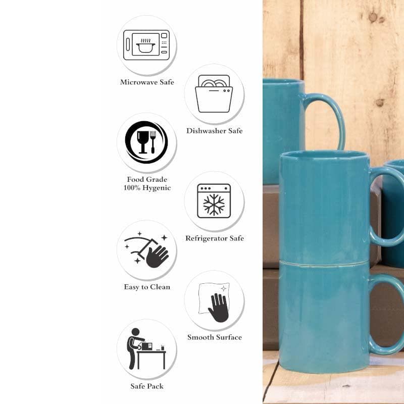 Buy Call Me Ceramic (Blue) - Set Of Four Mug & Tea Cup from Vaaree